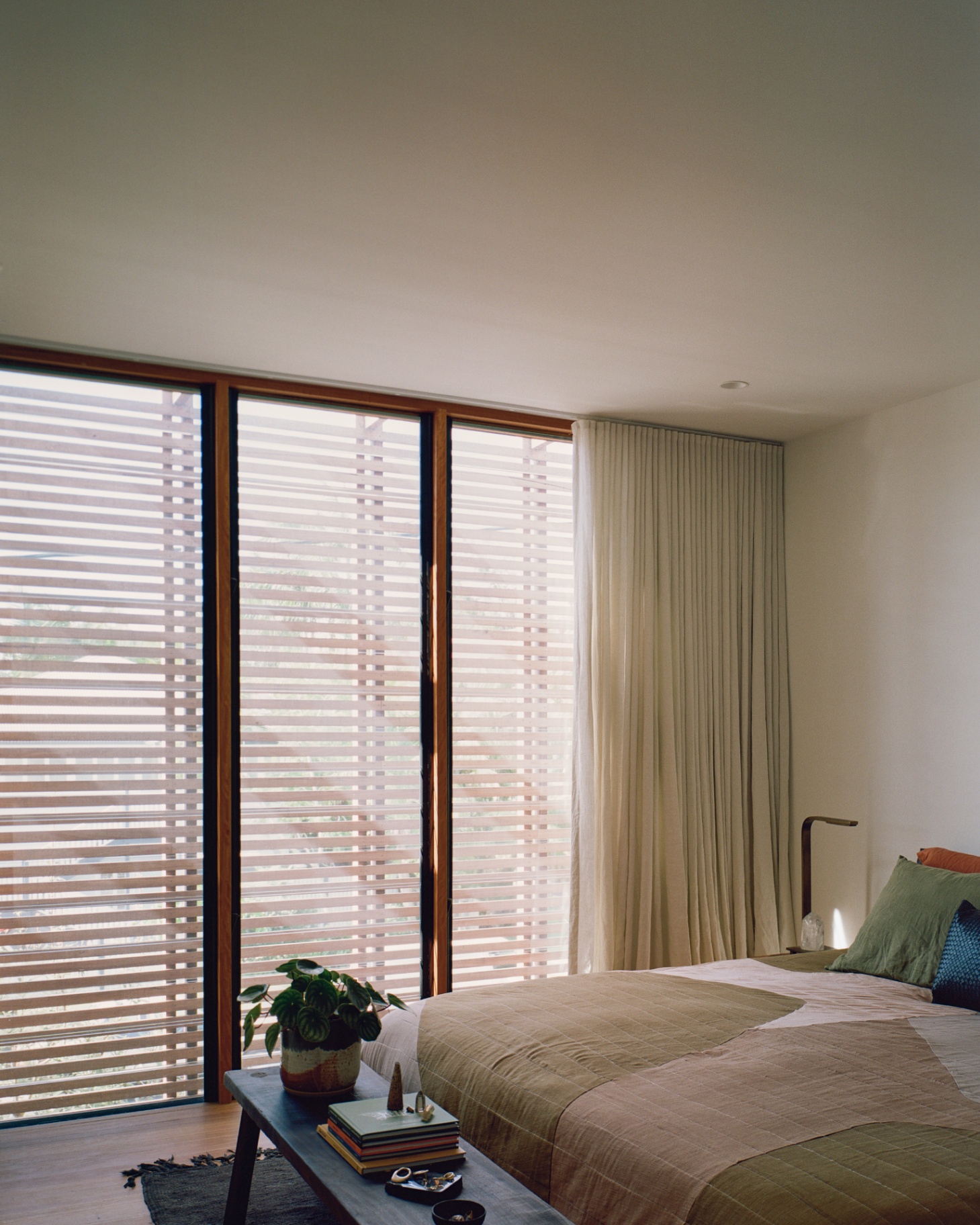 Bedroom, timber louvres