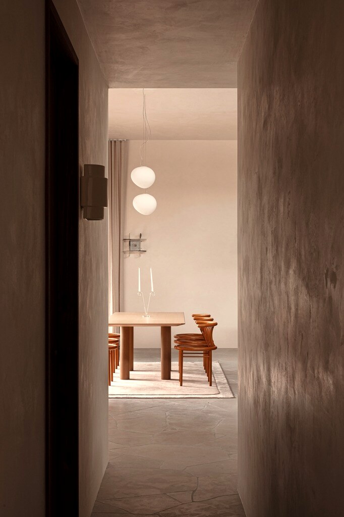 Dining, paper lantern pendants