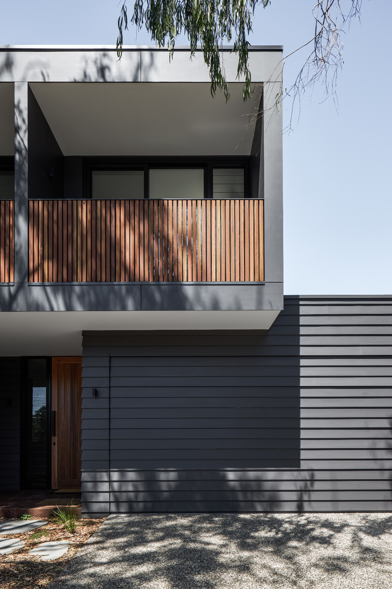 Rear elevation and timber balcony screen