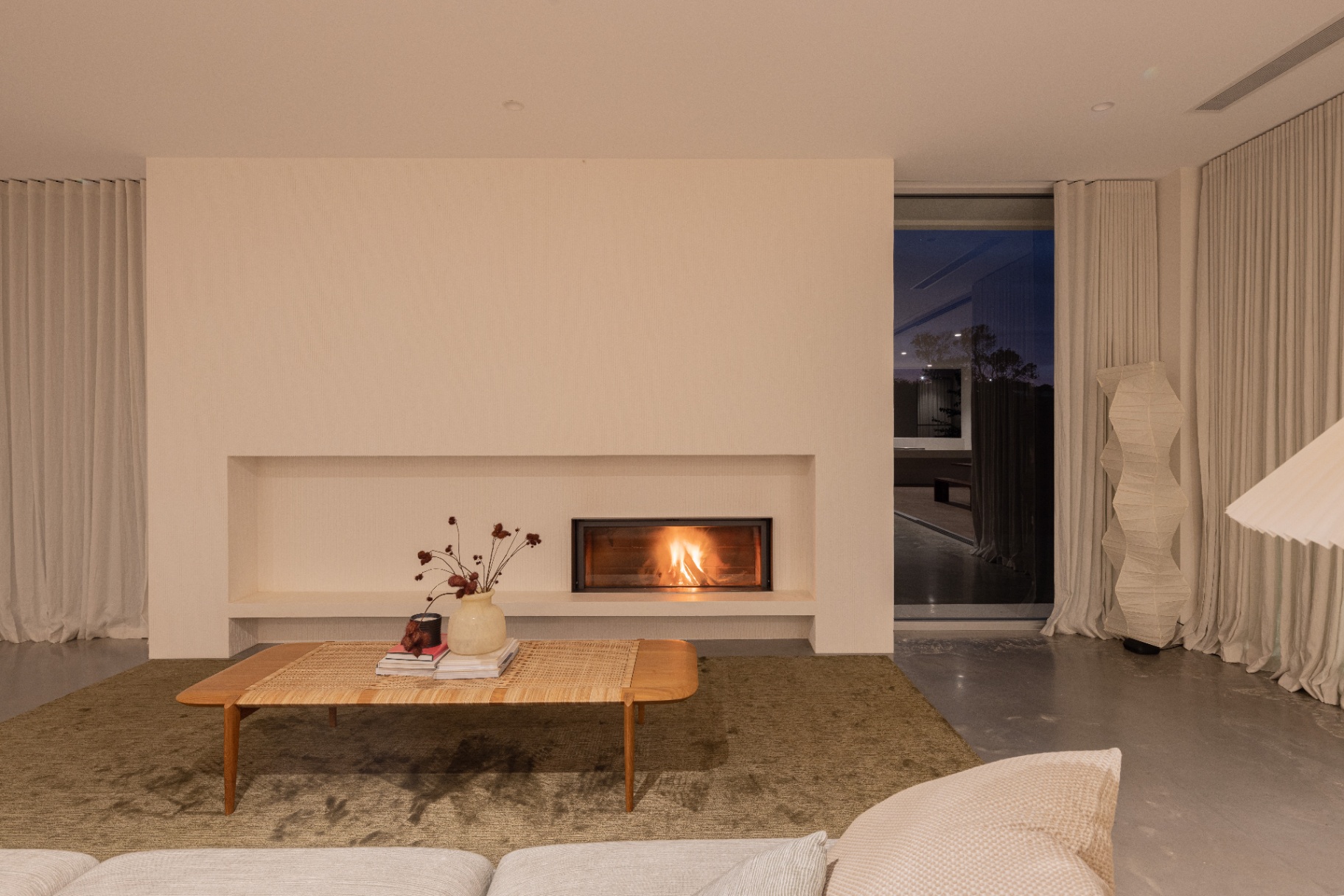 Fireplace wall — night