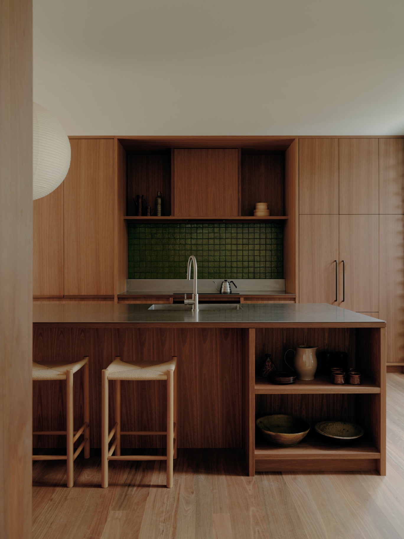 Kitchen elevation with green tile