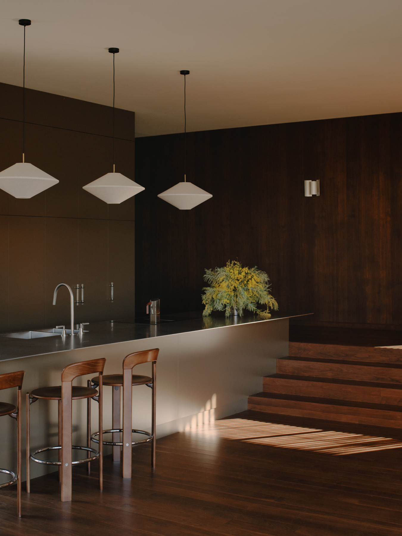Field House — kitchen with three pendants